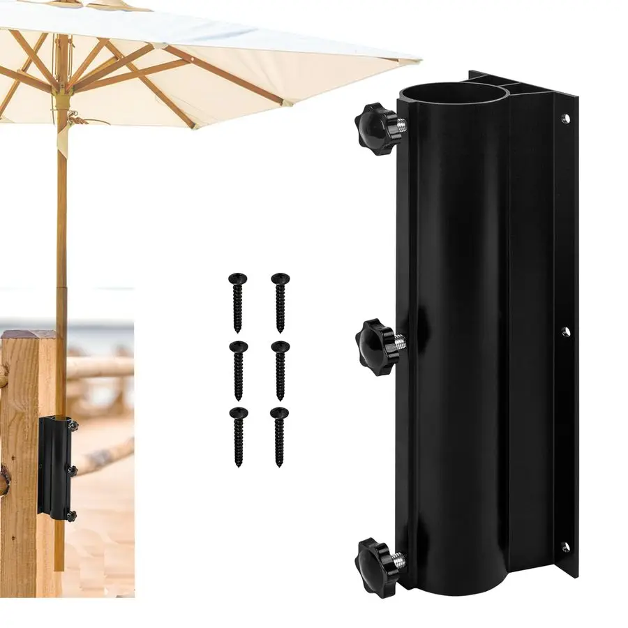 

Держатель для зонта, регулируемый кронштейн для зонта на террасу, черное алюминиевое крепление на перила