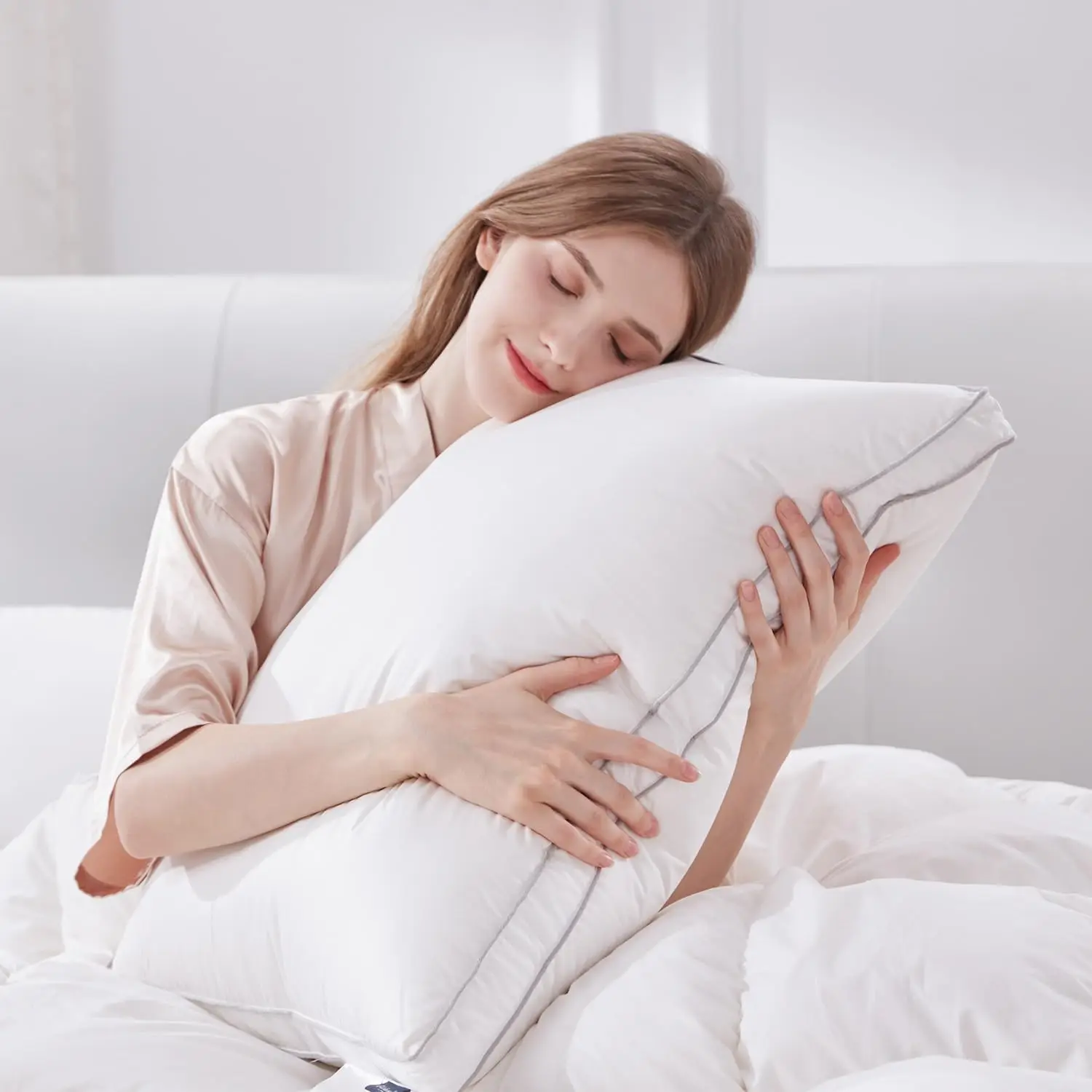 Luxury Luxury Feather Down Pillow King Size Pack of 1 | Medium Firm Gusseted Bed Pillows for Sleeping, Hotel Collection Fluffy - Aliexpress Deal