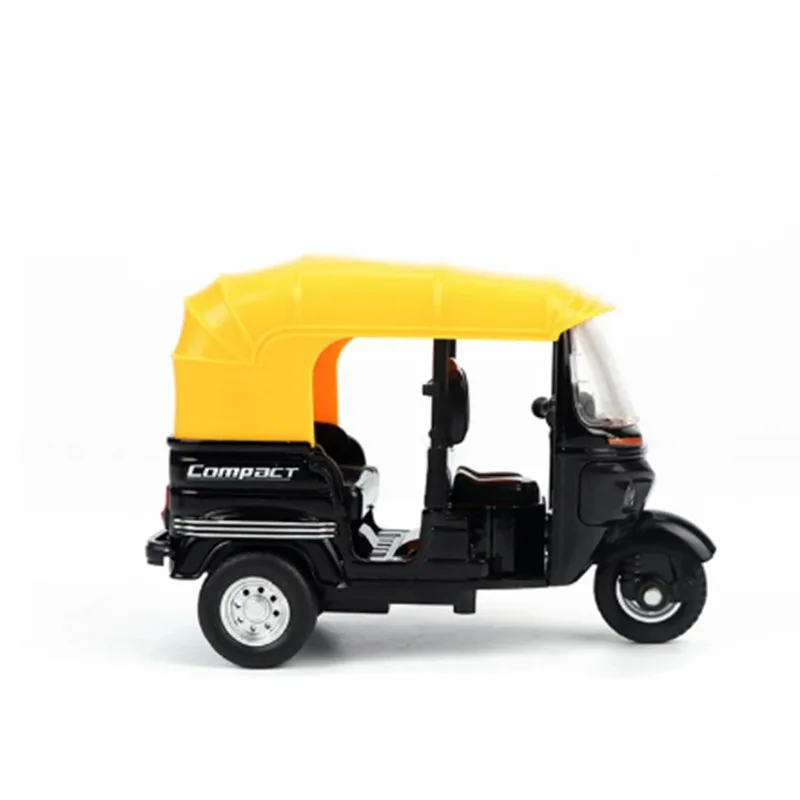 High Simulation Indian Tricycle Toy India Tuk Tuk Taxi Pull Back Light Sound Motorcycle Toys For Kids Children Gifts