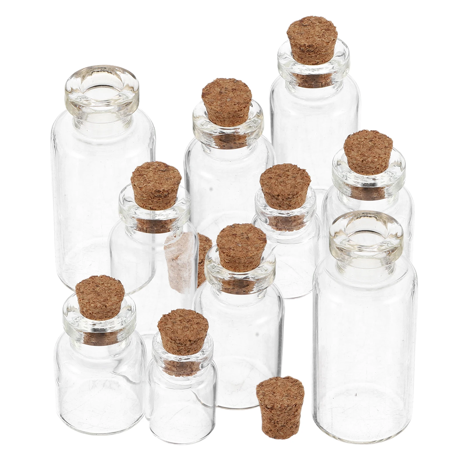 

50 pcs Mini Glass Bottles With Cork Stoppers Small Sample Containers For Diy Crafts Sand Art Bottle Charms Transparent Reagent