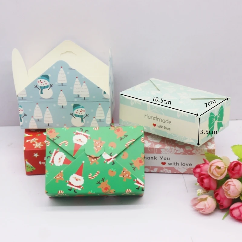 10pcs 10.5x7x3.5 cm, thank you. Handmade, Christmas gift boxes, party and holiday decorations