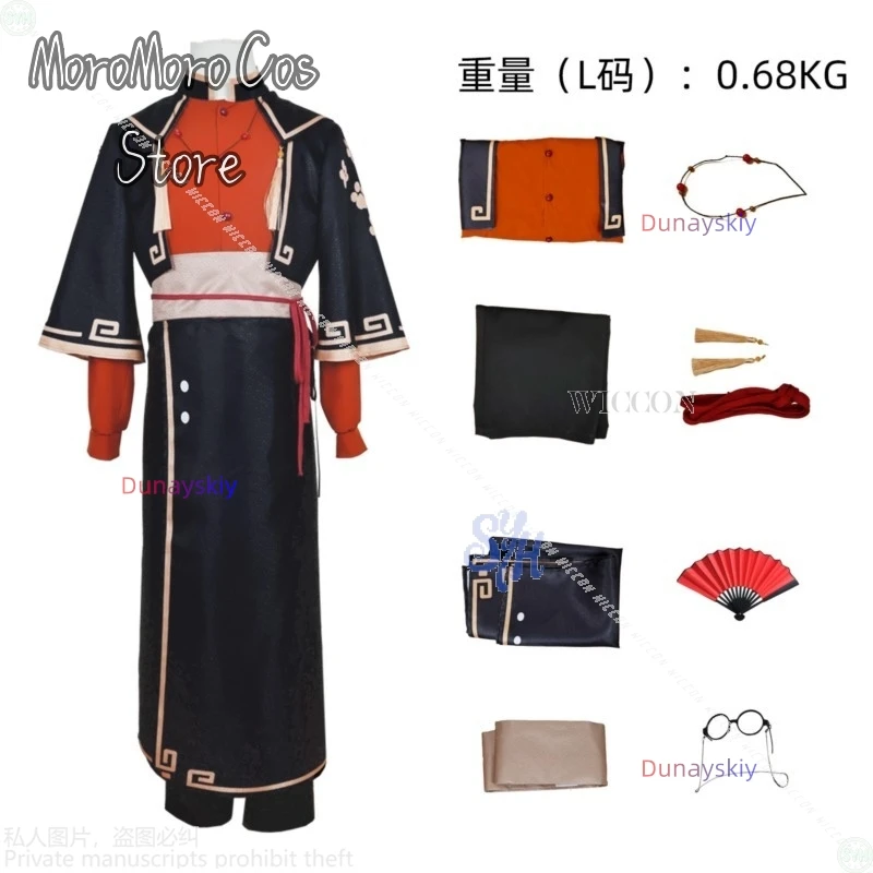 

Anime Movie The Legend Of Hei 2 Cosplay Xi Muzi 코스프레 Chinese Styles Orange Black Coat Dress Fan Glasses Halloween Christmas
