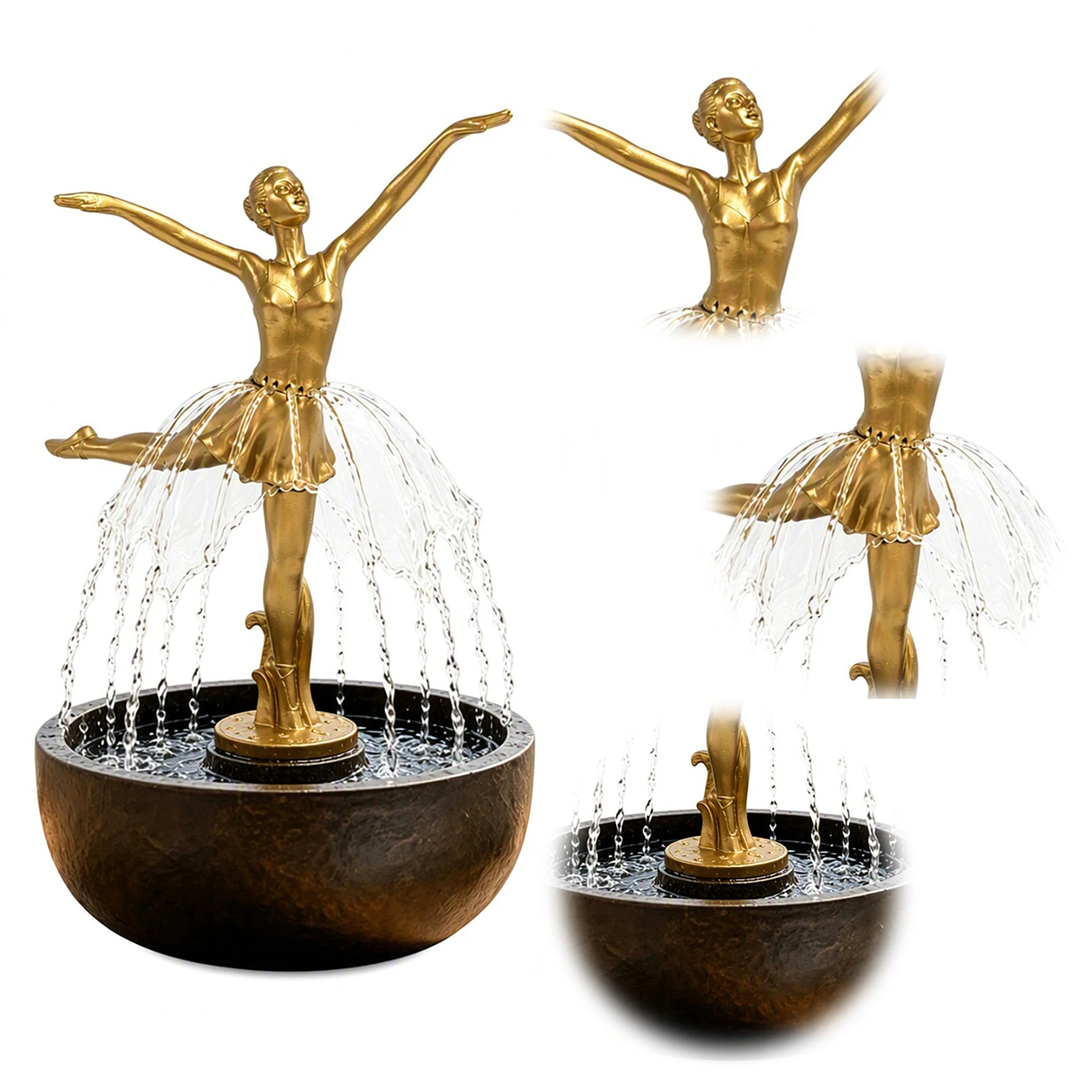 Escultura de Bailarina, Figura Decorativa de Resina, Escultura de Bailarina de Ballet, Escultura de Fuente de Agua para Escritorio o Estantería