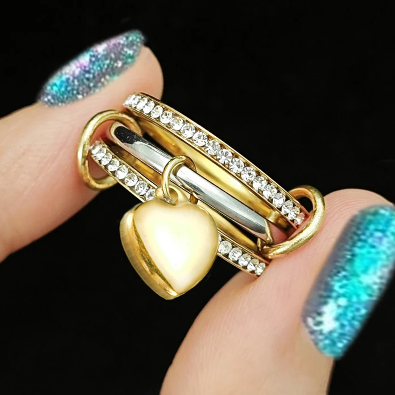 

Набор колец с подвеской в виде сердца для женщин, роскошный блестящий циркон из нержавеющей стали, кольцо Spinelli INS, новые модные ювелирные изделия, подарки