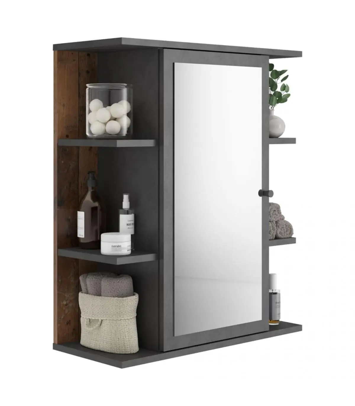 Bathroom vanities FMD bathroom cabinet with mirror color dark matera old style