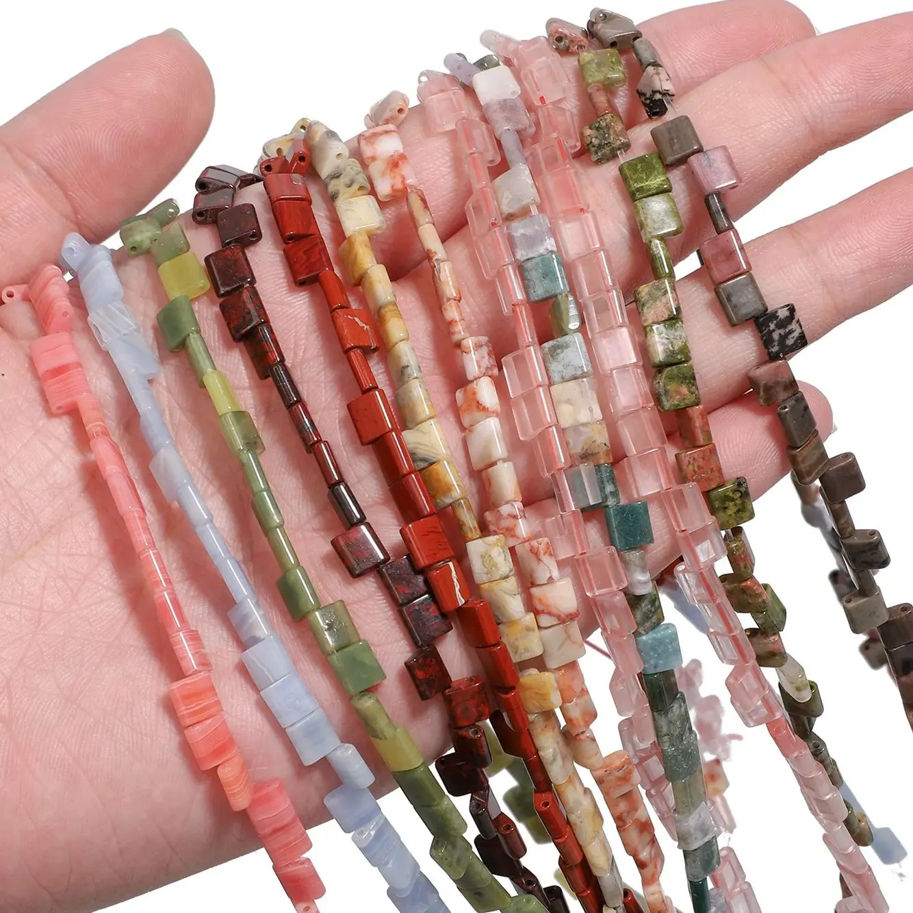 חרוז אבן בור כפול טבעי חרוז צמיד חלל חרוז רופף עבור תכשיטים להכנת יבלות נכים