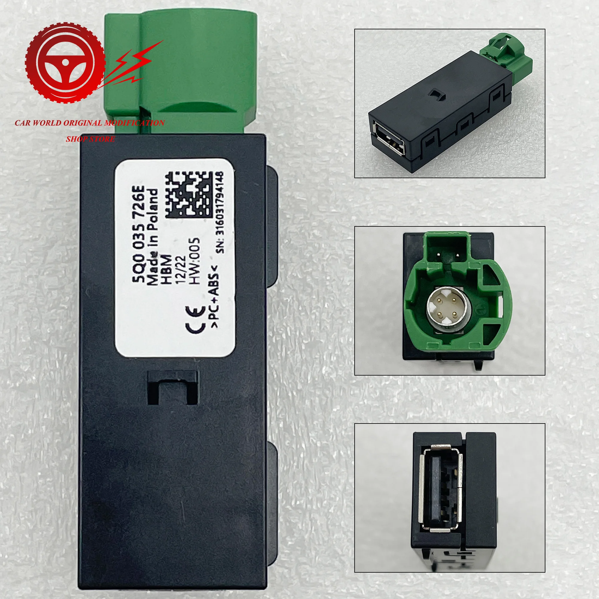 5Q0 035 726 E CarPlay USB Switch Port for Golf 7 Tiguan Kodiaq