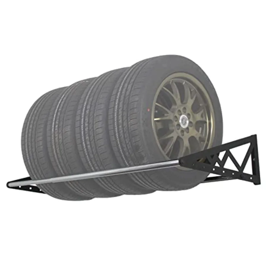 

Heavy Duty Adjustable Wall Mounted Tire Rack Adjustable to 56 Inches with Powder Coated Brackets and 400 Pound Total Weight Cap