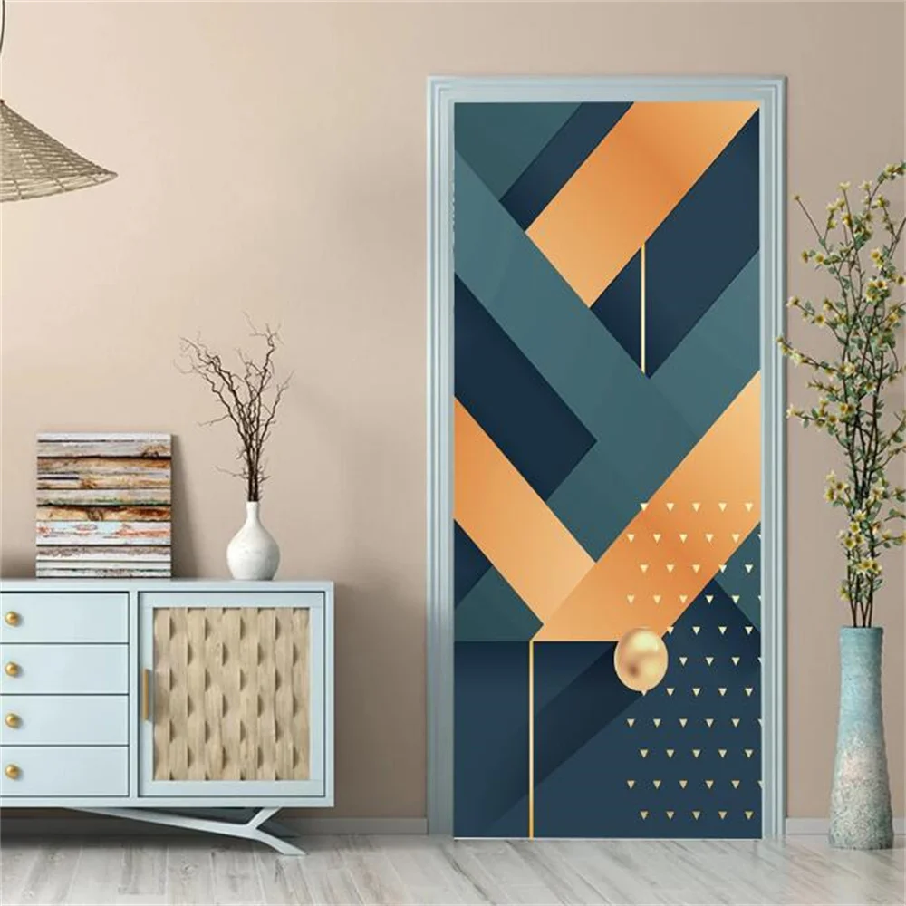 Abstract geometric patterns Door Sticker Peel and Stick Removable Self-Adhesive  Door Waterproof Door Wallpaper for Home Decor