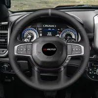 Funda de cuero de microfibra cosida a mano para volante de Dodge RAM 1500 2019-2023 RAM 2018-2023, accesorios, envoltura de costura a mano