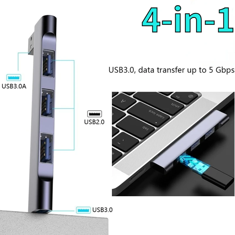 4-in-1 USB C HUB 3.0 PD 60W Type C 3.1 Multi Ports USB Splitter OTG Adapter USB HUB For Xiaomi Lenovo Macbook Pro 13 15 Air Pro