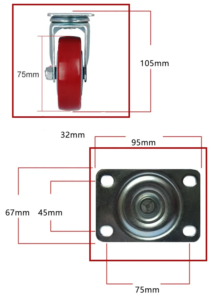 3 Inch, Loại Trung PVC Directionalcasters, Xe Đẩy Bánh Xe Có Phanh, Mặc Được, Tắt Tiếng, hình Gấu 100 Kg/cái, Công Nghiệp Đúc