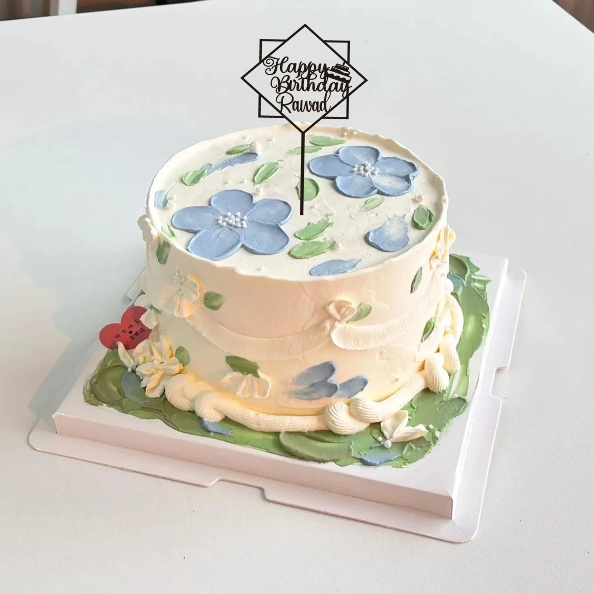 1PC Creative Happy Birthday in a Polygon Shape Personalized Text Cake Stand Cake Ornaments Unique Birthday Party Décor