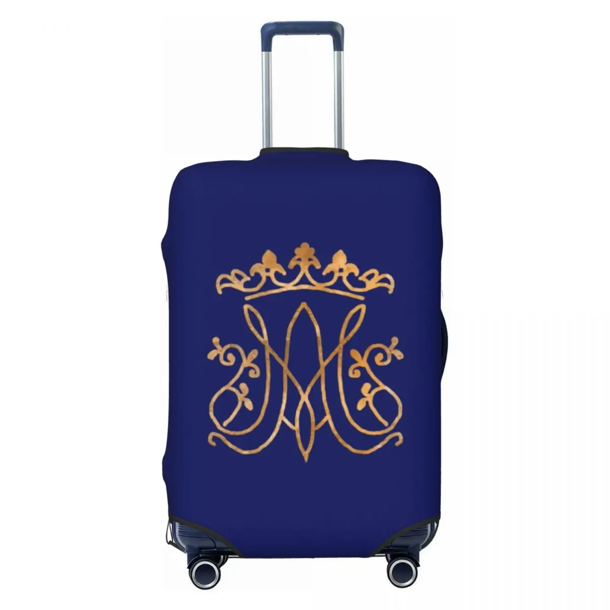 Custom Ave Maria Monogram Travel Luggage Cover Washable Catholic Jesus Suitcase Cover Protector Fit 18-32 Inch