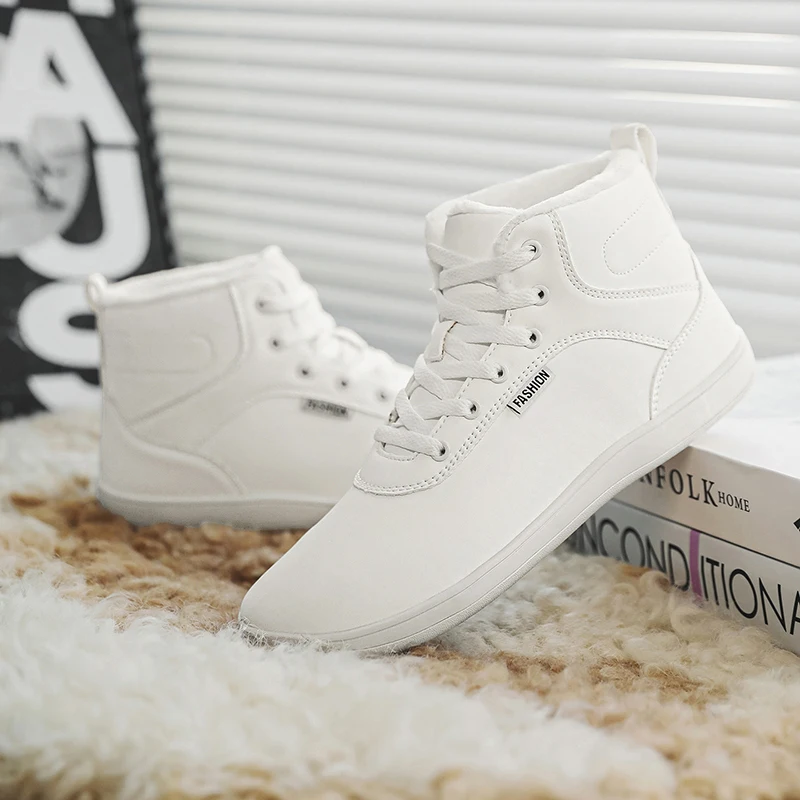 YUYIN Womens Men Wide Toe Box Faux Fur Lined Ankle Sneakers Unisex Winter Barefoot Shoes Artificial Leather Lace Up Shoes