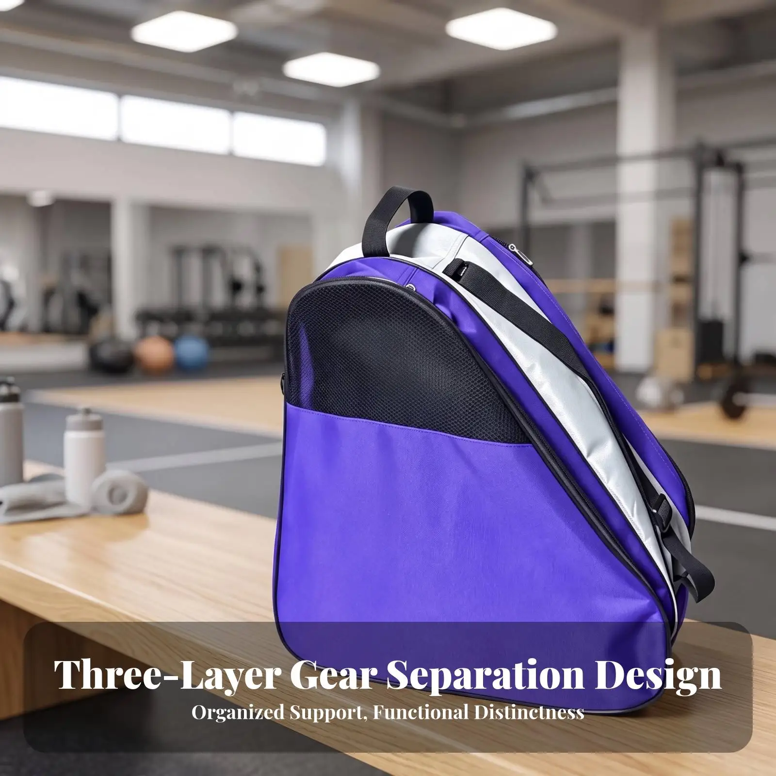 Structured Roller Skate Bag for Ice Skates Speed Skates Protective Cover with Mesh Panel and Shoulder Strap for Sports Gear