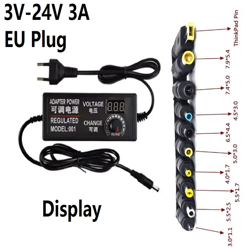 AC Adjustable Power Adapter 9V 12V 24V 1A 2A 3A Adapter 34PCS 8PCS 108PCS Universal AC Power Adapter Various Voltage DC Source