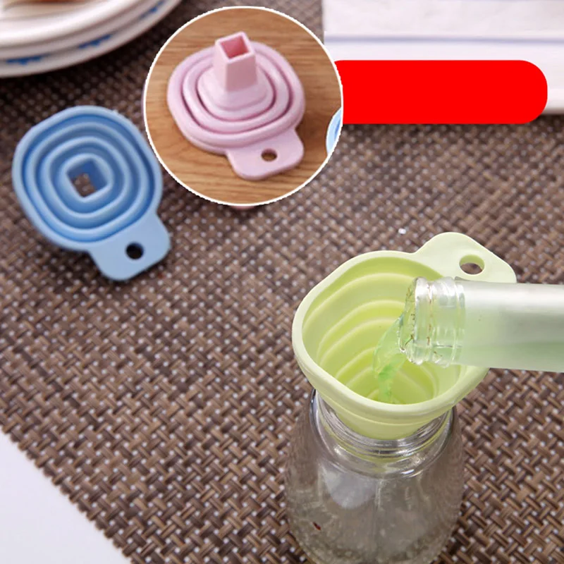1PC Square Shaped Silicone Folding Funnel Household Liquid Dispensing Portable Funnel Kitchen Tool