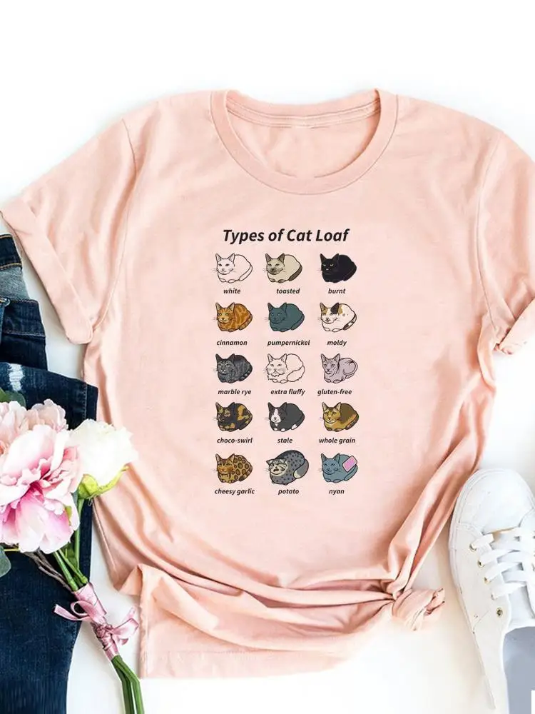 Cat Books Vintage Style Cute Graphic T-shirt Women Basic Tee Fashion Print T Shirt Short Sleeve Ladies Clothes Top Clothing