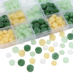 10pcs Glass Imitation Jade Beads Flat Pumpkin Copper Coin Fu Brand Plum Blossom Beads DIY Necklace Bracelet Clothing Accessories