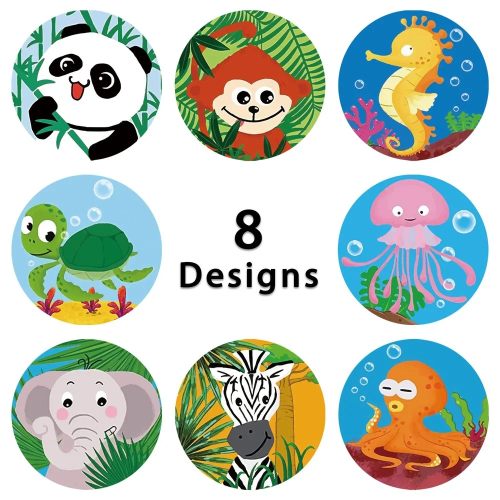 cartoon pattern sticker panda monkey sea horse elephant turtle zebra octopus jellyfish8 animal patterns stationery supplies