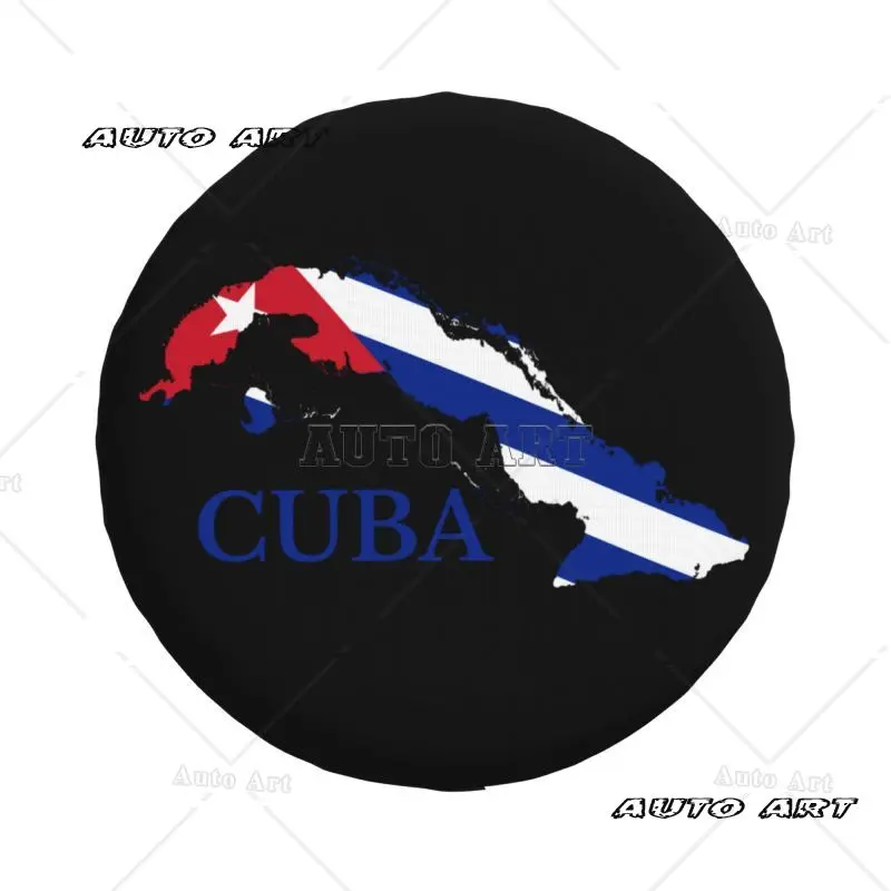 Custom Cuban Cuba Map Flag Spare Tire Cover  SUV RV Camper Car Wheel Protectors Accessories 14