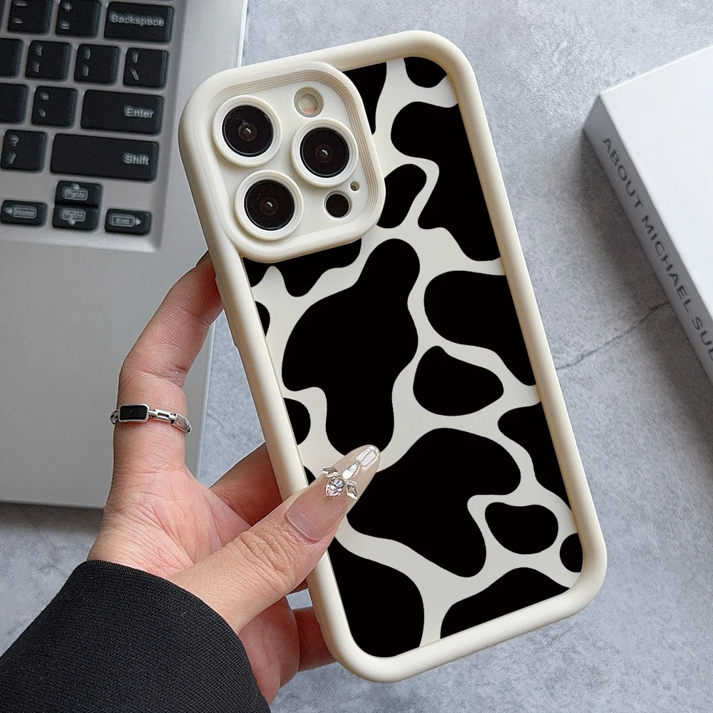 Cow Pattern Phone Case for Samsung Galaxy A73 A71 A55 A54 A53 A52 A51 A34 A33 A32 A23 A14 A13 A12 4G 5G Ladder Lens Cover