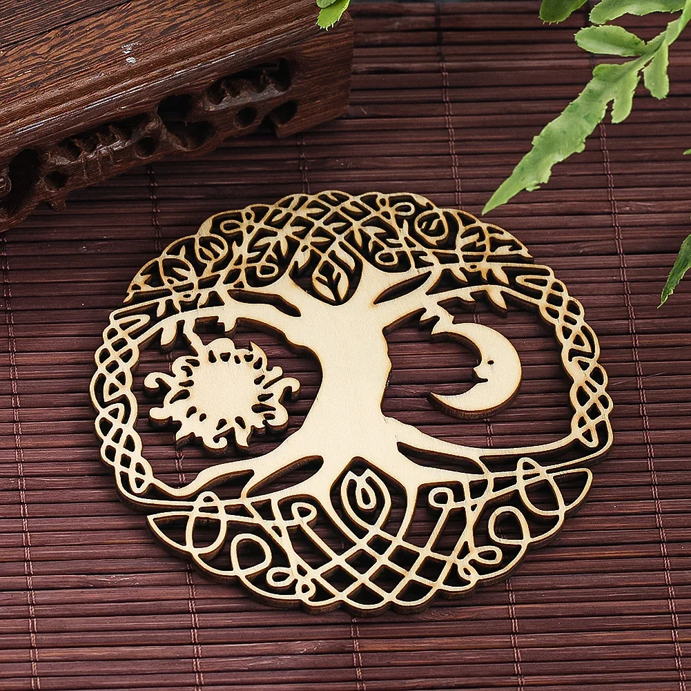 1PC Bohemian Hollow Life Tree Seven Chakras Wooden Decoration Home Coaster Yoga Meditation Accessories Para Casa E Decoração