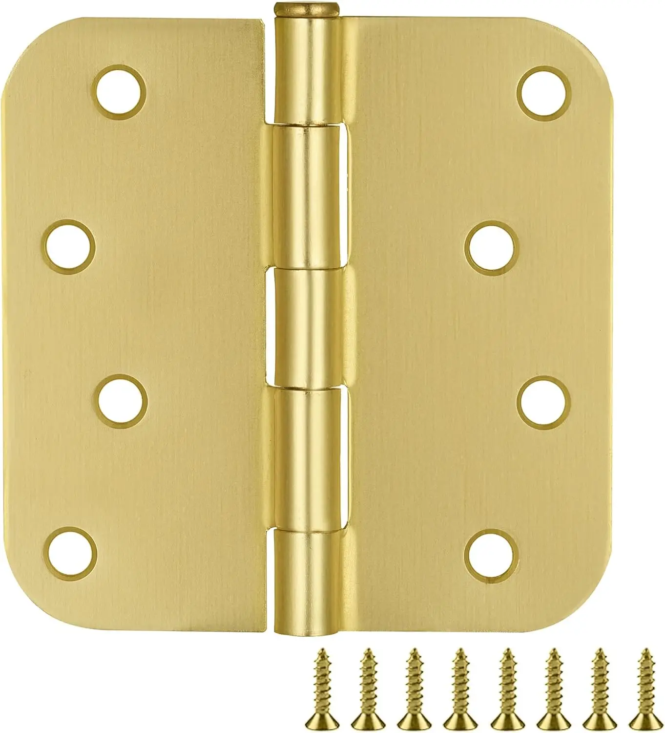 Door Hinge in Satin Brass, 4-Inch, 5/8-Inch Radius, 12-Pack