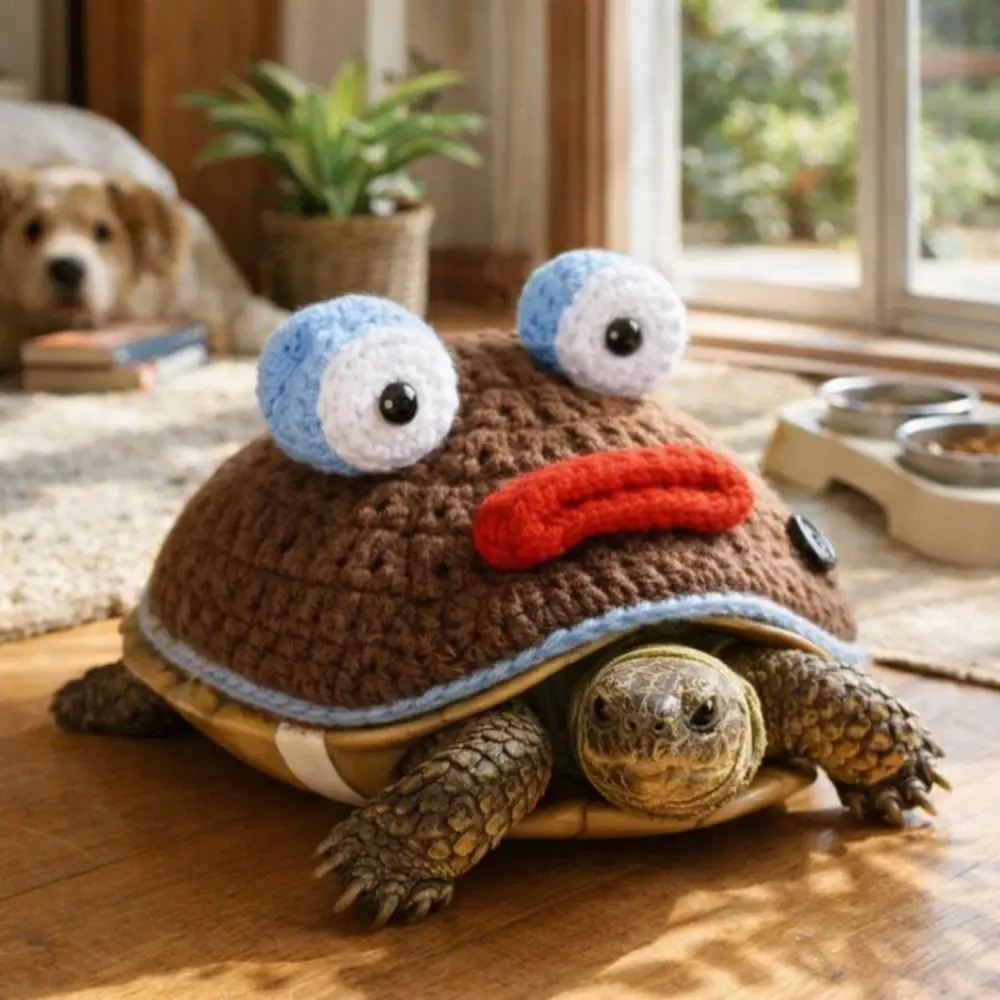 Warm Knitted Turtle Sweater Adjustable Strap Comfortable Fit Pet Tortoise Clothes Handmade Unique Small Animal Outfit view 4
