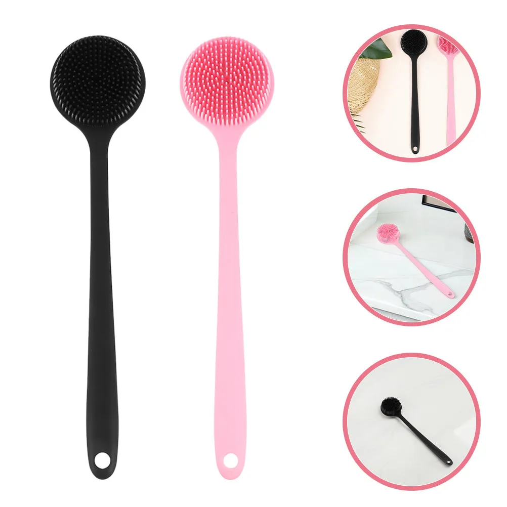 

Набор из 2 силиконовых щеток для спины с длинной ручкой: массажная щетка для душа для очищения тела, отшелушивания, расслабления спины, шеи и плеч