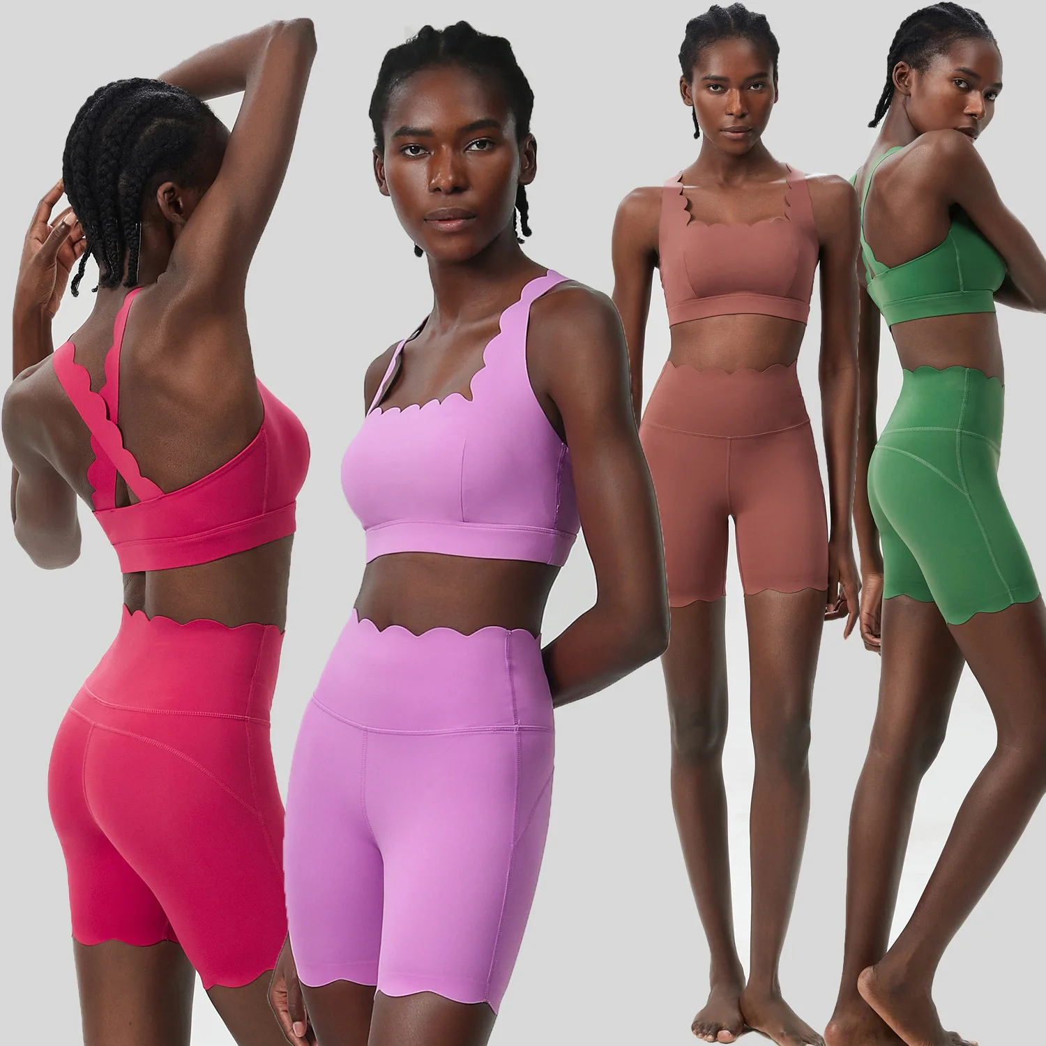 Maxdutti Summer Small Wave Yoga Suit Set, Women's Quick Drying Running Fitness Suit Two-piece Set New Two Piece Set Women's