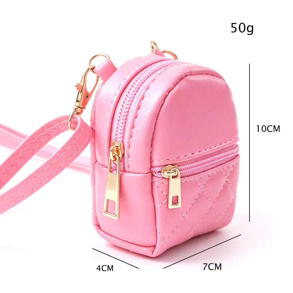 Cute Mini Backpack Keychain Portable PU Storage Bag for Earphones Data Cable Lipstick - Hanging Bag Gift Idea for Teens