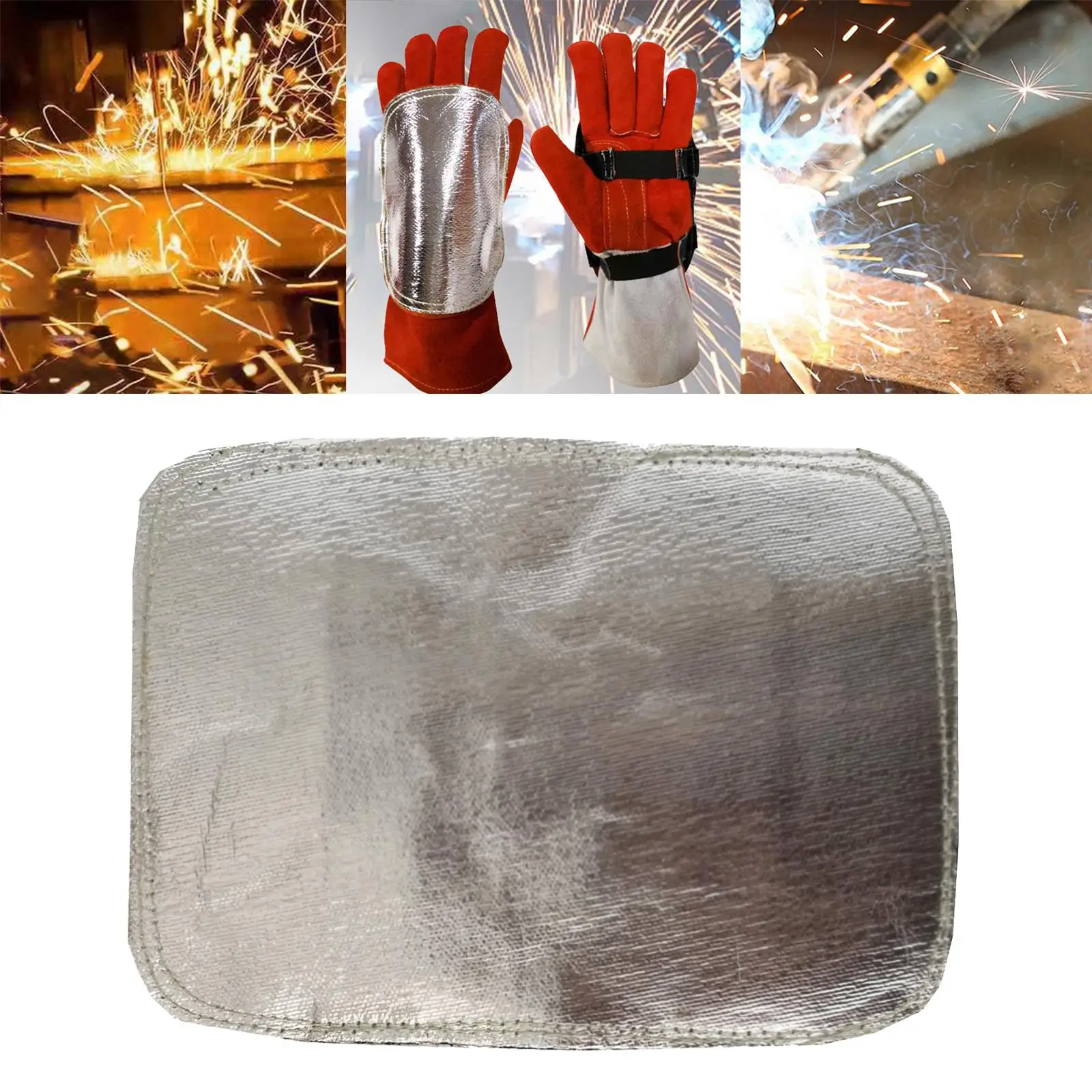 Safety Welding Glove with Aluminized Hand Pad Cowhide Leather Heat Guard for Foundry Boiler Work and Portable Welding Machine