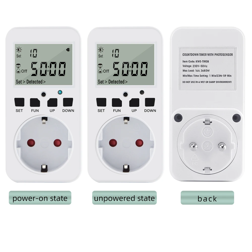 Multifunctional Digital timer socket Cycle Programmable Digital Timer Outlet Switch with UK/US/FR/EU Plug 120V-60Hz 15A