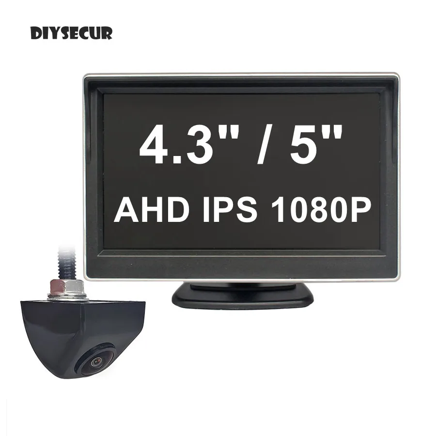 

DIYSECUR 4,3 "/5 дюймов AHD IPS автомобильный монитор 1080P ночного видения автомобильная камера заднего вида 170 ° Водонепроницаемая камера ночного видения заднего вида