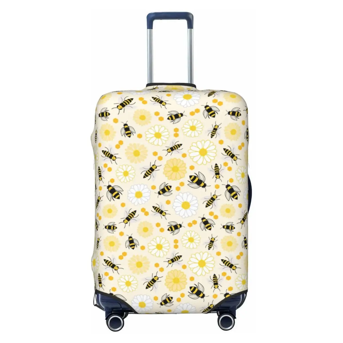 

Модный черный чехол для чемодана с изображением пчел и цветов, эластичный защитный чехол для дорожного чемодана