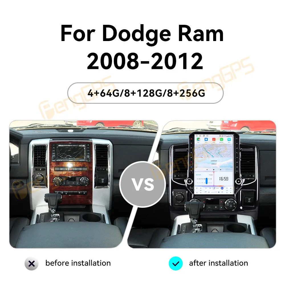 

14.5 Inch Android 14 Car Radio CarPlay For Dodge Ram 2008-2012 Touch Screen Multimedia Player GPS Navigation Head Unit DSP BT