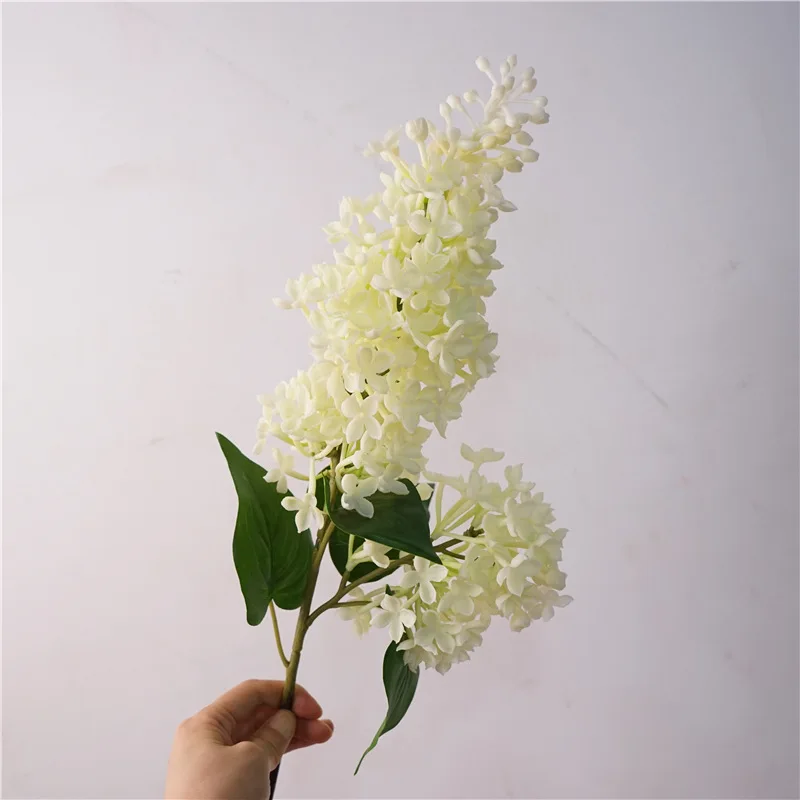 2Pc Hand-feel 2fork Lilac Rally Flower Latex PVC Artificial Flowers Table Decoration for Wedding Hydrangea Party Home Deco Flore