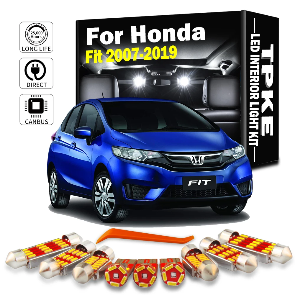 TPKE Canbus Auto LED Interior Light Kit For Honda Fit 2007-2019 Car Bulbs Dome Map Reading Trunk License Plate Lamp Error Free