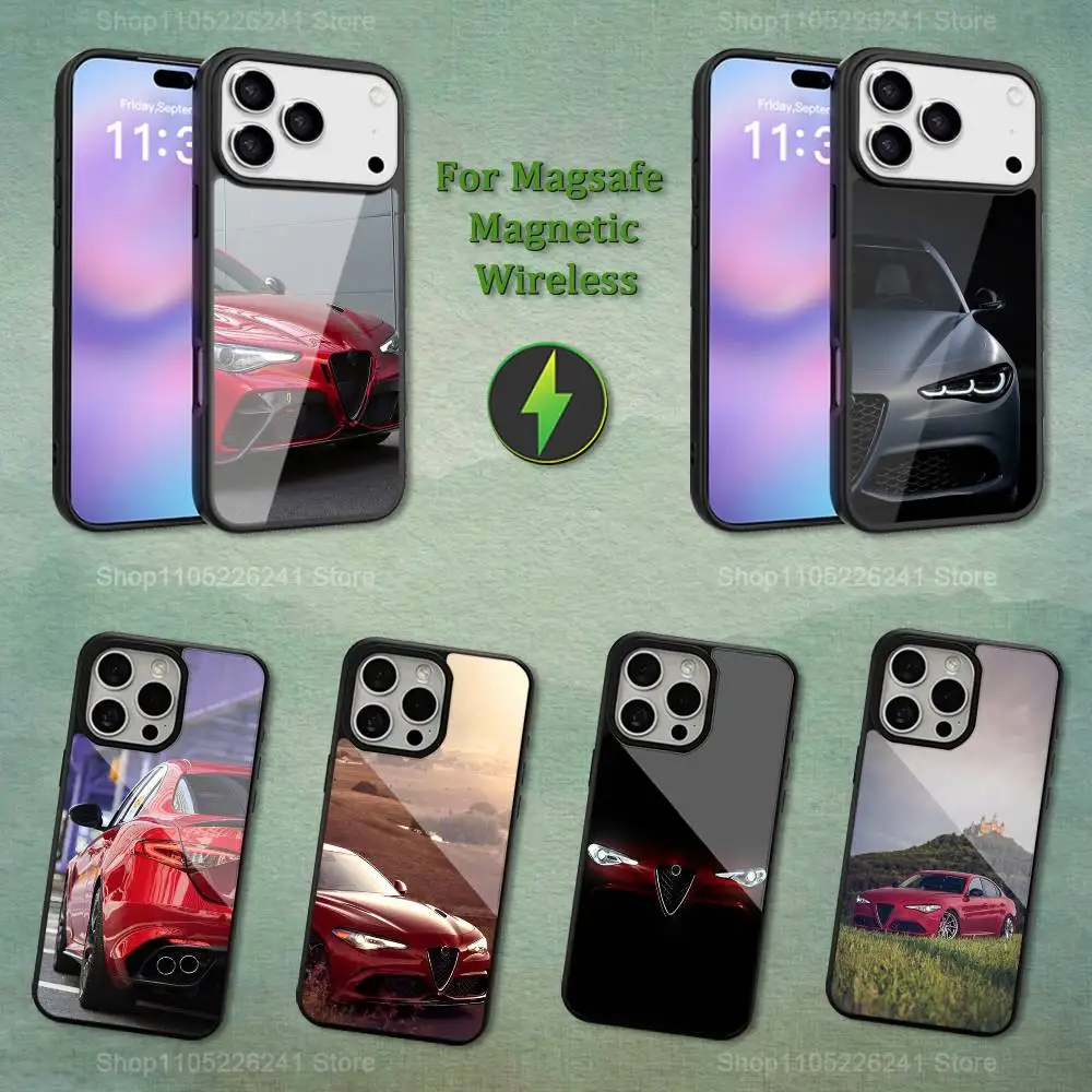 

Cool A-AlFas R-RoMeo Car For iPhone 12,14,11,15,13,16,17,For Magsafe,Plus,Mini, Pro,Max,Magnetic Wireless Charging Case