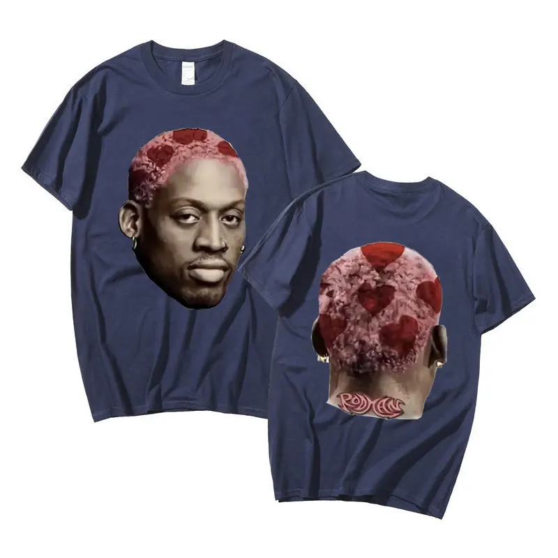 The Worm Dennis Rodman Big Face Double Sided Printed T-shirt Men Women Fashion Oversized Streetwear Male Vintage T Shirts Tops