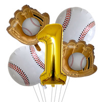 5pcs Soccer Basketball Rugby 1st 2nd Number Balloon Set Baseball Sports Balloons for Boys Baby Shower Birthday Party Decor
