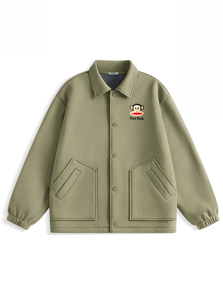 

Fce Lined Knitted Jaet Men's Autumn Winter Faion Brand Collared irt Outerwear Warm Large Mouth Monkey