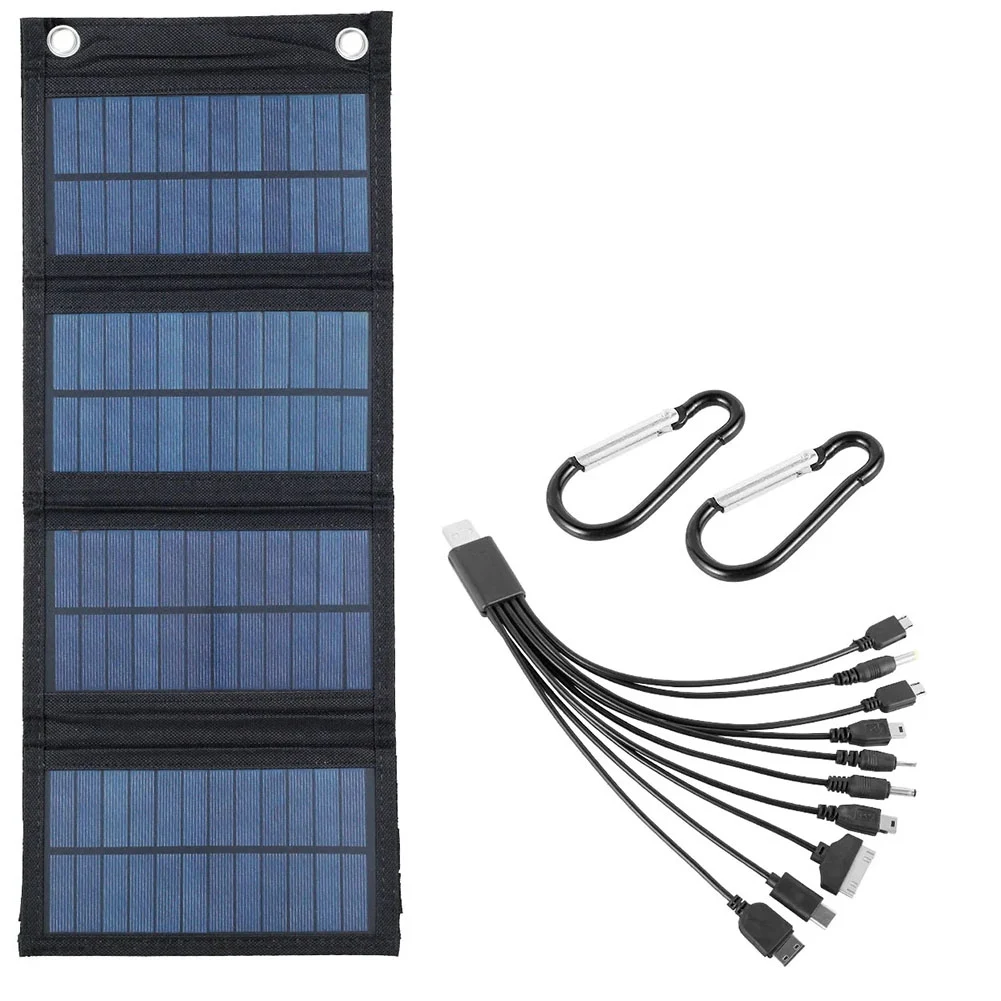 Foldable Solar Panel Charger Portable Battery for Cell Phone Outdoor Waterproof Power Bank for Camping Accessories