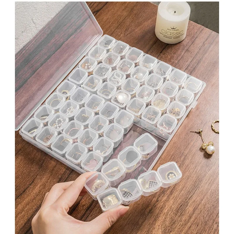28/56 Grids Transparent Visible Lattice Jewelry Box Organizer Necklaces Earrings Rings Accessories Jewelry Display Packaging Box