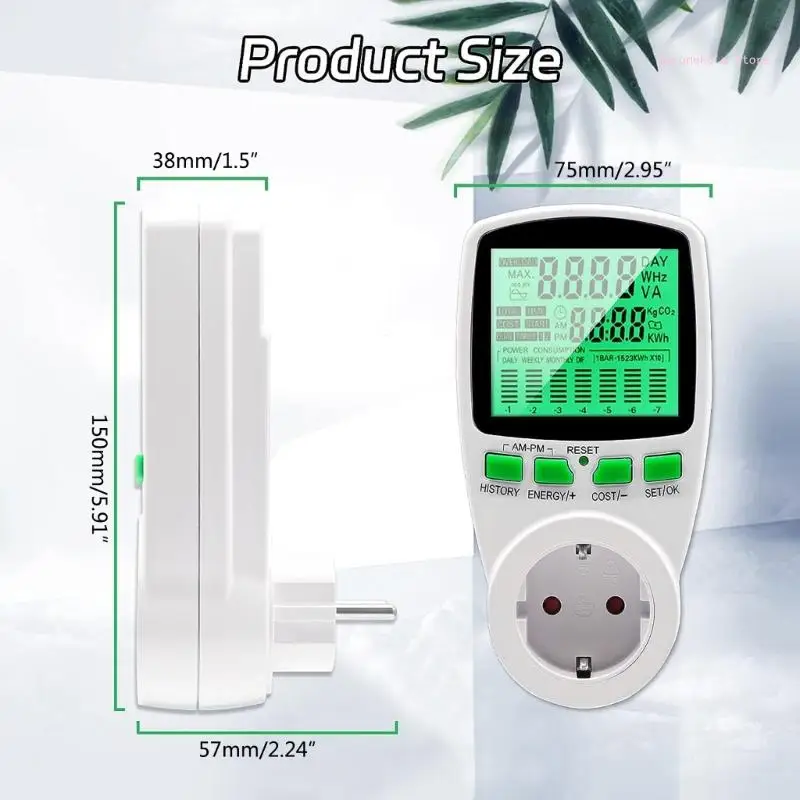 Quá tải Cảnh báo Đồng hồ đo điện năng tiêu thụ Giám sát điện áp & hệ số công suất Cài đặt đơn giản cho các thiết bị gia dụng