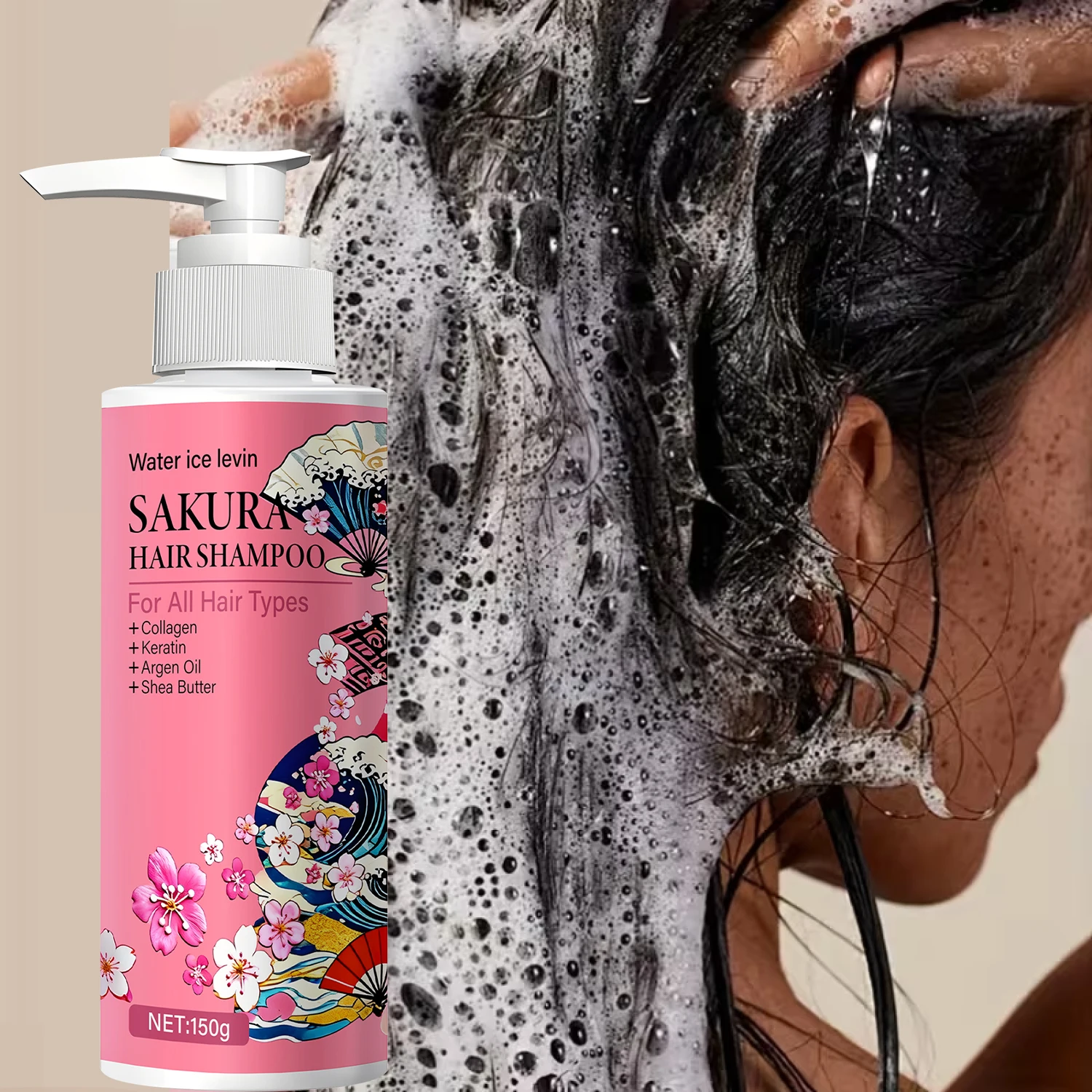 Sakura-Haarshampoo: Für alle Haartypen, Kollagen/Keratin/Arganöl, füllt Feuchtigkeit auf, macht und glänzt den Haaren weich