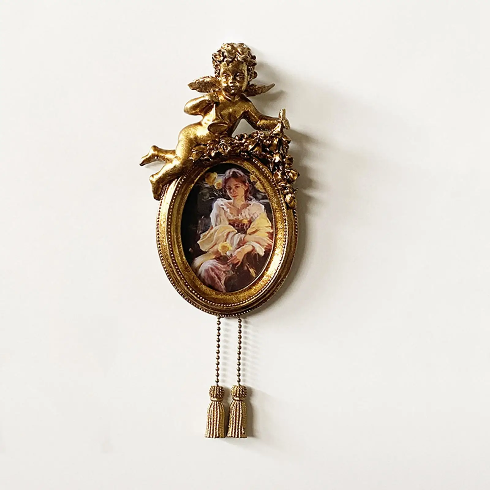 Photo Frame Picture Frame Retro Cherub Figurines Centerpiece Picture Display Stand for Wedding Holiday New Year Bedroom
