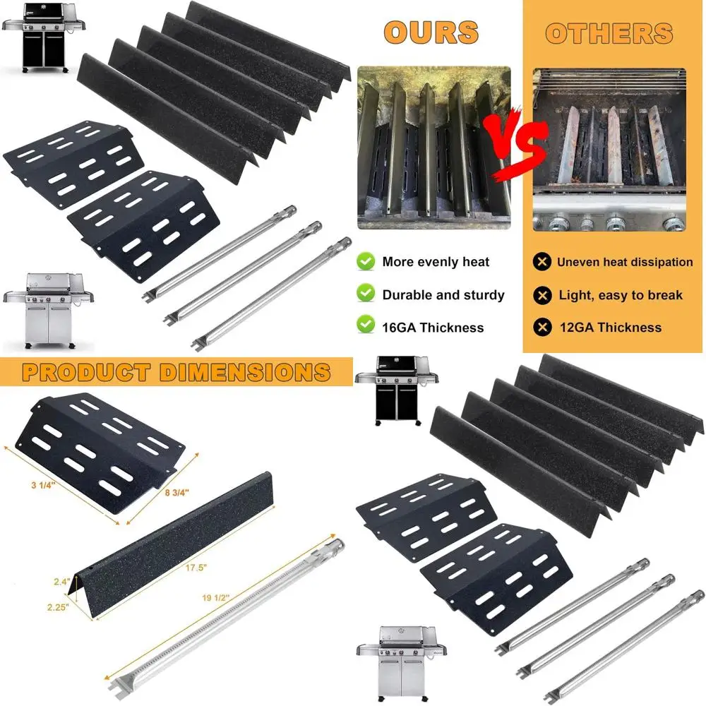 

Weber Genesis E330/E310 S310/S320 EP330/EP310 Grill Parts Kit with Burner Tube, Flavorizer Bars, and Heat Deflector